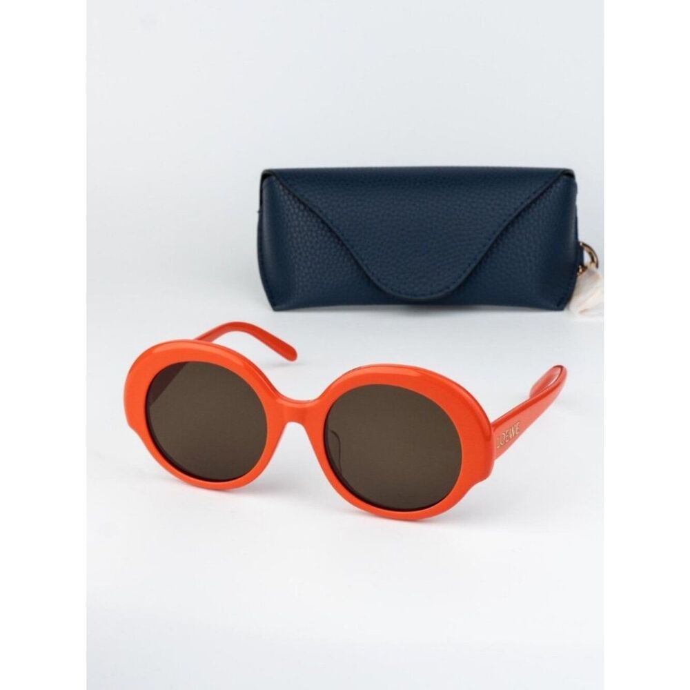 Loewe Women Sunglasses Orange Brown Round LW40135F 42E NEW AUTHENTIC